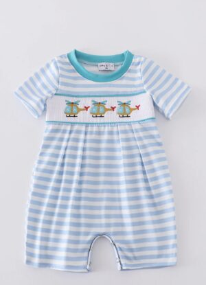 Boy Blue Helicopter Smocked